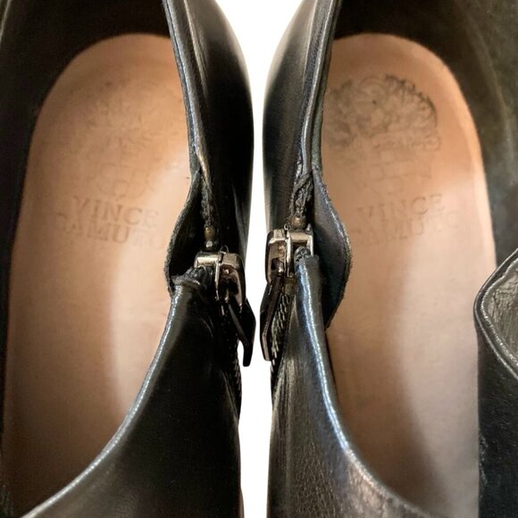 VINCE CAMUTO Elvin High Heeled Leather Booties Shoes Black - Picture 9 of 13